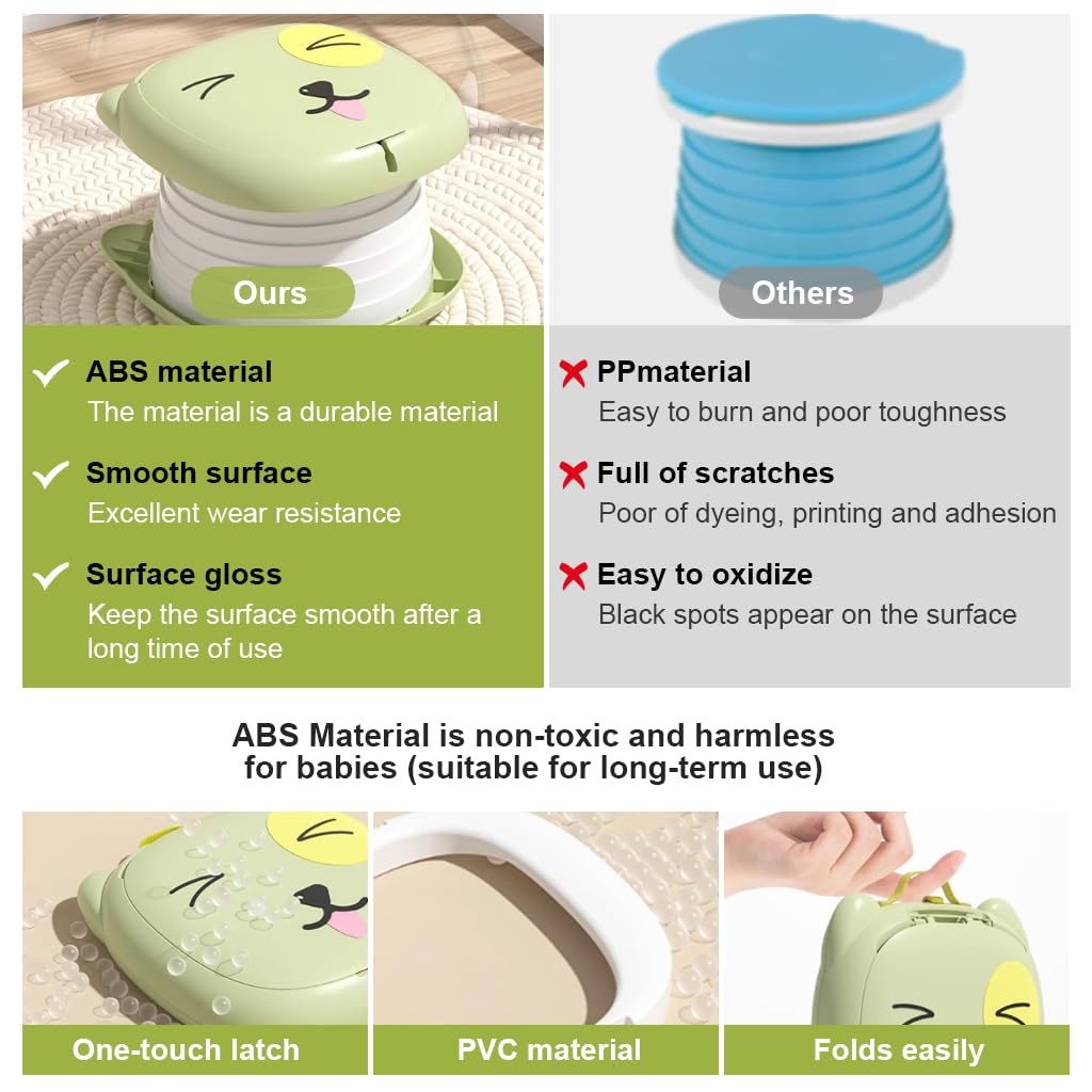 SNOWIE SOFT Potty Training Seat Potty Seat for Kids 1-3 years, Home Training Toilet potty seat for kids 3-5 years with Handle Potty for Toddler 1-6 Years, With Storage Bag & Waste Bag, Green SNOWIE SOFT Potty Training Seat Potty Seat for Kids 1-3 years, Home Training Toilet potty seat for kids 3-5 years with Handle Potty for Toddler 1-6 Years, With Storage Bag & Waste Bag, Green